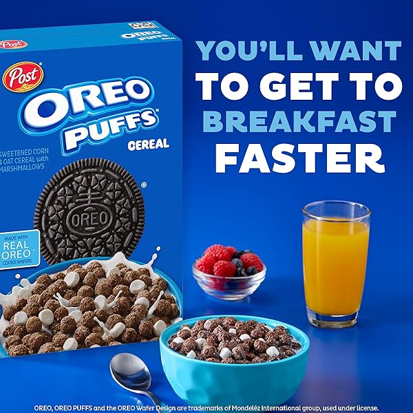 POST OREO PUFF CHOCOLATE BREAKFAST CEREAL, 10 OZ BOX