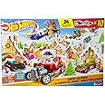 Hot Wheels Toy Cars & Playset, 2025 Advent Calendar with 10 Vehicles in 1:64 Scale, 10 Ornament Clips & 14 Winter-Themed Acce