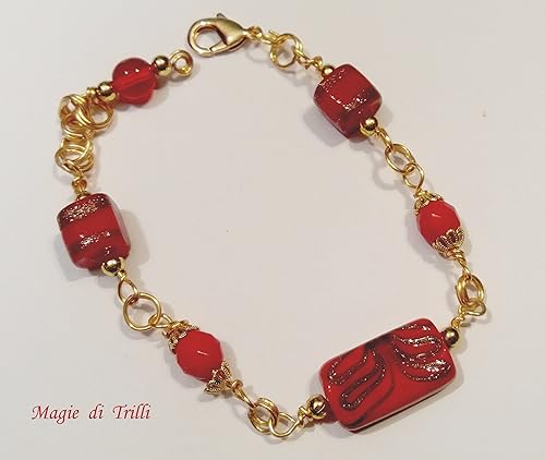 Idee Regalo Natale Amazon.Bracciale Natale Donna Con Perle E Cristalli Rossi Idea Regalo Natale Amazon It Handmade
