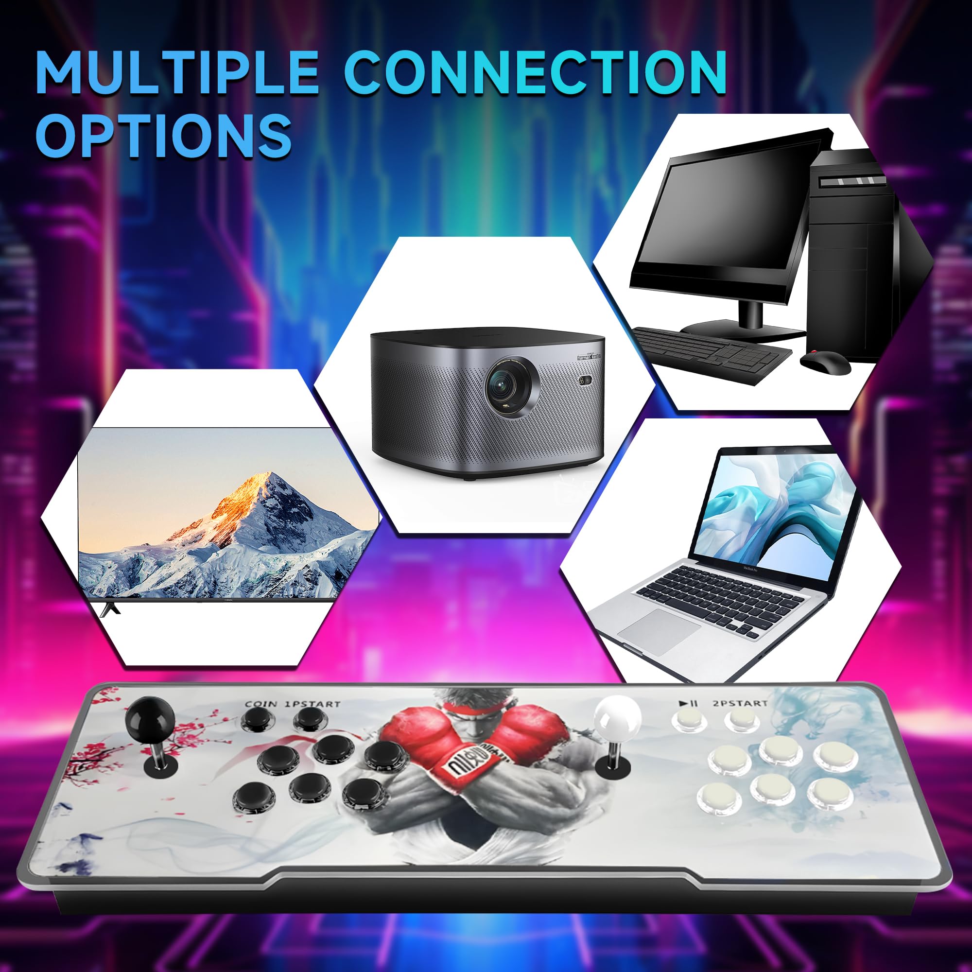 Pandora Box Arcade, 29800 Games in 1 Arcade Game Console, 1280x720 Full HD Retro Game Machine for PC & Projector & TV 3D Games 2-4 Players Favorite List Save/Search/Hide/Pause/Delete