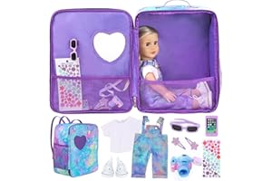 ZITA ELEMENT 18 Inch Doll Carrier Backpack - Blue and Purple Tie-Dye Style Travel Set with Accessories