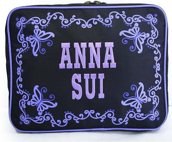 Amazon Anna Sui アナスイ ポーチ コスメポーチ 小物入れ トラベルポーチ ロゴ刺繍 ブラック パープル 並行輸入品 Ami640 Anna Sui アナスイ ポーチ