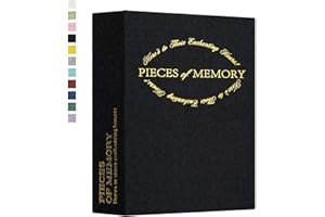 Hiwhy Photo Album for 4x6, Small Album for 50 Photos, Linen Cover Picture Book with Golden Prints, Portable Memory Book for Baby Wedding Traveling, Black