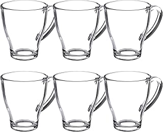 KADAX Teegläser, 6er Set, Gläser mit Griff, Wassergläser, Saftgläser, Glastassen, Gläserset für Tee, Kaffee, Wasser, Drink, Eistee, Saft, Garten, Trinkgläser, spülmaschinenfest (Afra, 280ml)