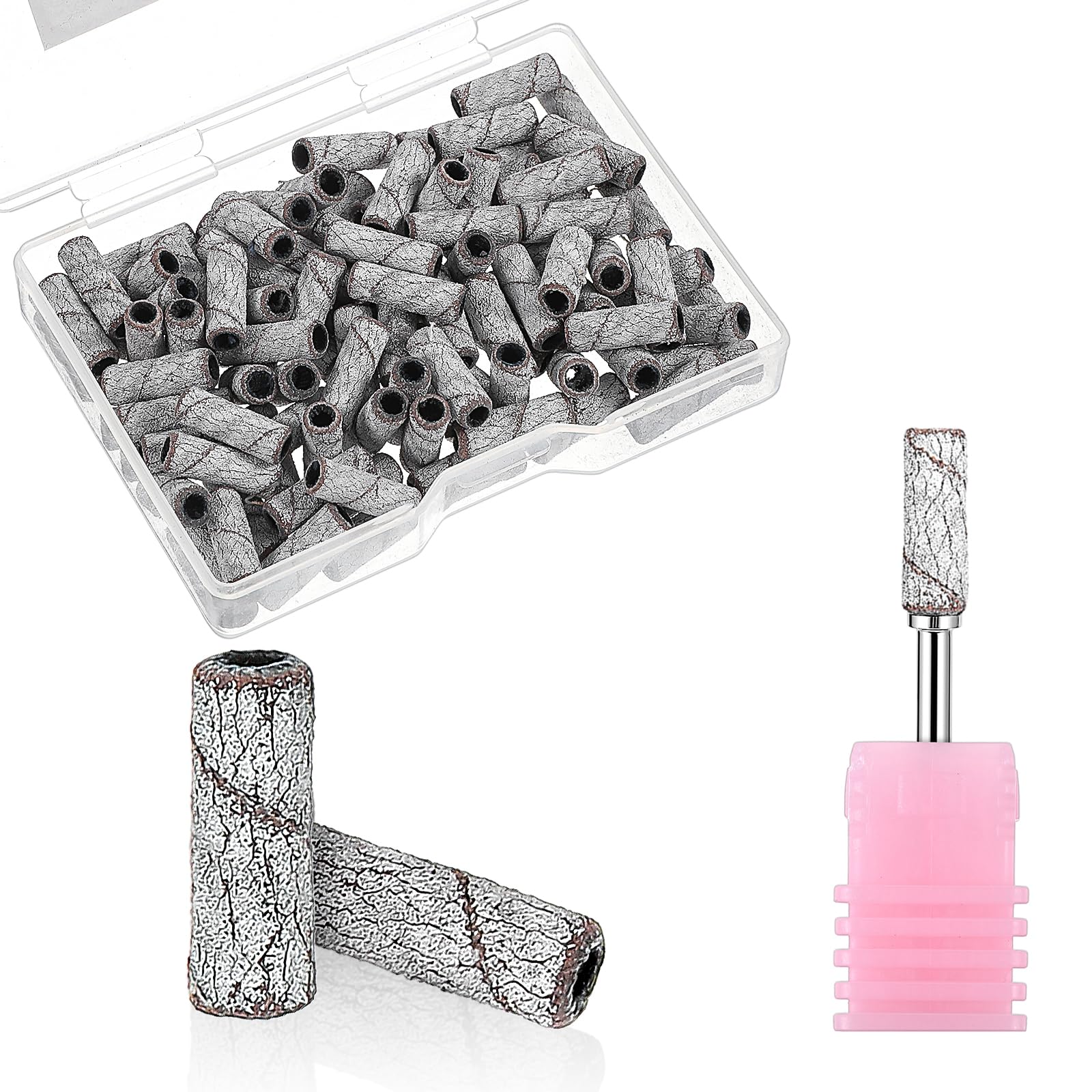 JIEYAO 100Pcs Nail Drill Bits Small Sanding Bands, 240# Fine Grit Nail File Sanding Band, Mini Cuticle Sanding Files with 3.1mm Mandrel Bit Mini Mandrel Nail Bit Set for Manicures & Pedicure(#240)