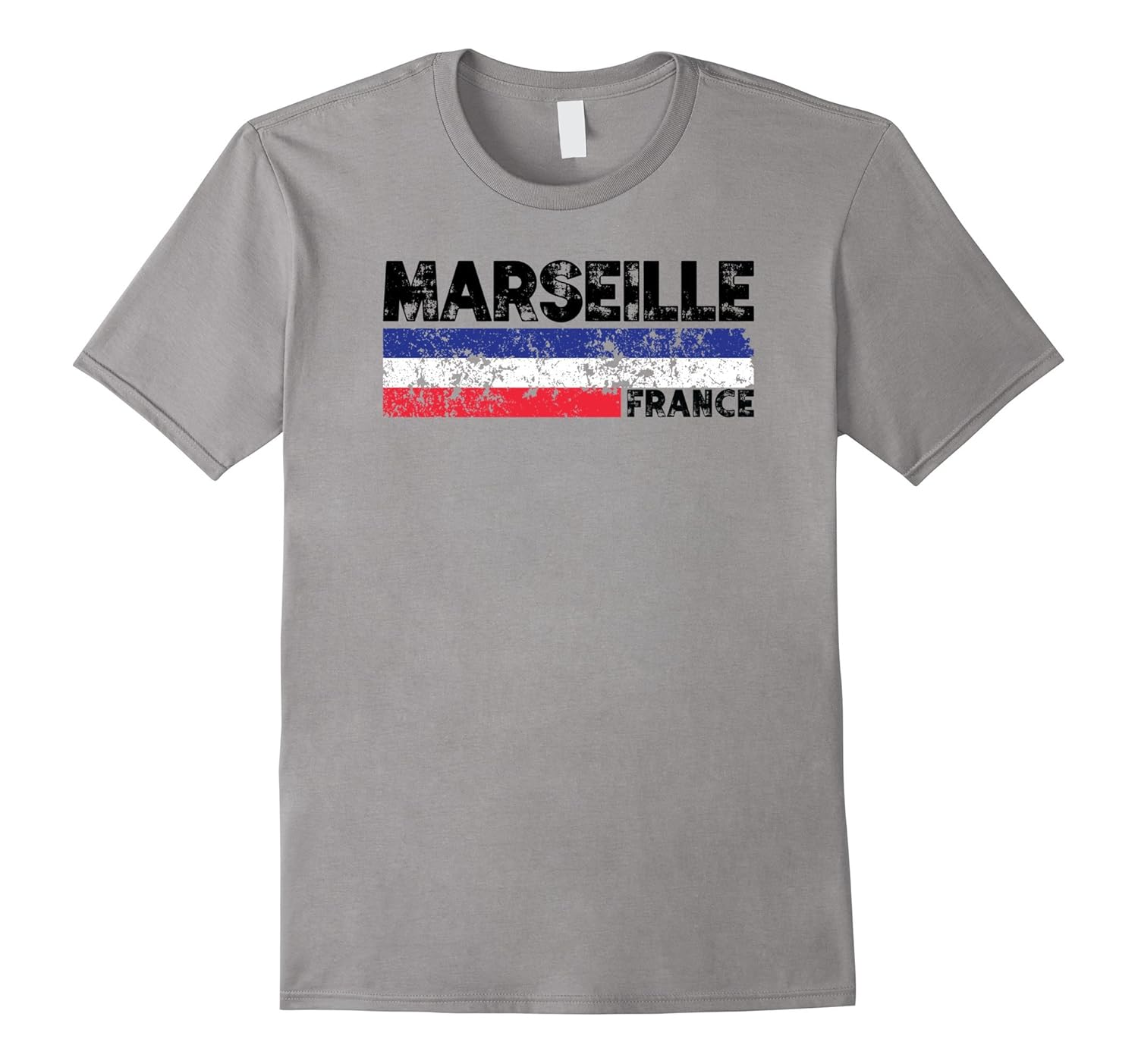 Marseille France Flag Tricolor Distressed French T-Shirt-ANZ