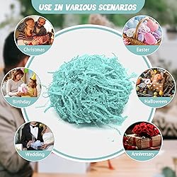 2LB Teal Blue Crinkle Cut Paper Shred Filler, Paper