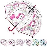Wxjiahetai Kids Clear Bubble Umbrella for Girls & Boys, Transparent Dome Umbrella for Kids Ages 3–10, Auto-Open Windproof Rain Umbrellas, Lightweight Toddler Umbrellas for School, Outdoor Use