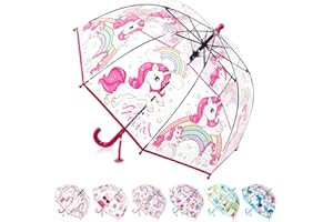 Wxjiahetai Kids Clear Bubble Umbrella for Girls & Boys, Transparent Dome Umbrella for Kids Ages 3–10, Auto-Open Windproof Rain Umbrellas, Lightweight Toddler Umbrellas for School, Outdoor Use