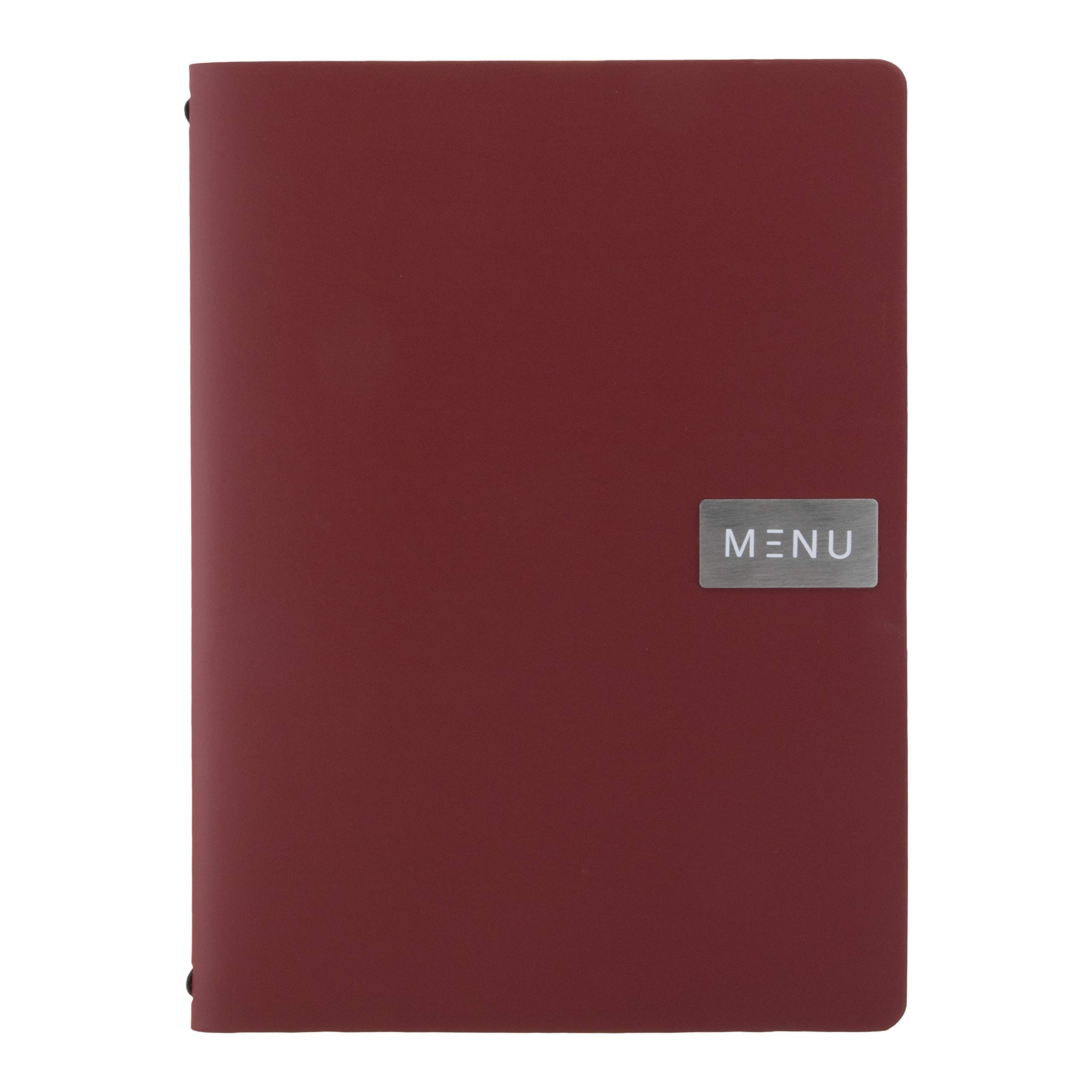 Securit MC-LRA4-RORD A4 Leather Range Menu Holder - Red