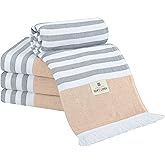 American Soft Linen 100% Cotton Turkish Peshtemal Beach Towels, 35"x60" Size 4 Pack Swim Towels for Beach and Pool Towels, Brown
