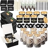 Teenyyou 80 Pcs Bridesmaid Proposal Gifts Bridesmaid Gift Box Set Maid of Honor Box Include Glass Cup Candle Scrunchies Hair Knotted Bracelets Cards Hand Cream Diamond Pens (Black)