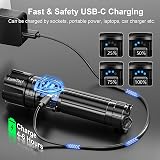 Lumitact XHP70.2 LED Torch 500000 Lumens Rechargeable Flashlight 5 Modes Zoom view 6