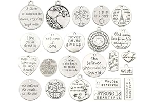 WOCRAFT 40pcs Inspiration Words Charms Craft Supplies Beads Charms Pendants for Jewelry Making Crafting Findings Accessory for DIY Necklace Bracelet (M331)