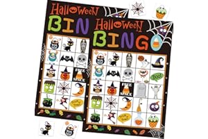 Funnlot Halloween Bingo for Kids Halloween Bingo Cards for Kids Halloween Games for Party 24 Players Halloween Party Card Games for Party School Classroom Family Activities