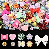 150PCS Acrylic Pastel Beads for Jewelry Making, Kalolary Colorful Bow Butterfly Flower Kawaii Plastic Candy Heart Cute Macaroon Aesthetic Beads for Bracelet Necklace DIY Supplies (Multicolor)