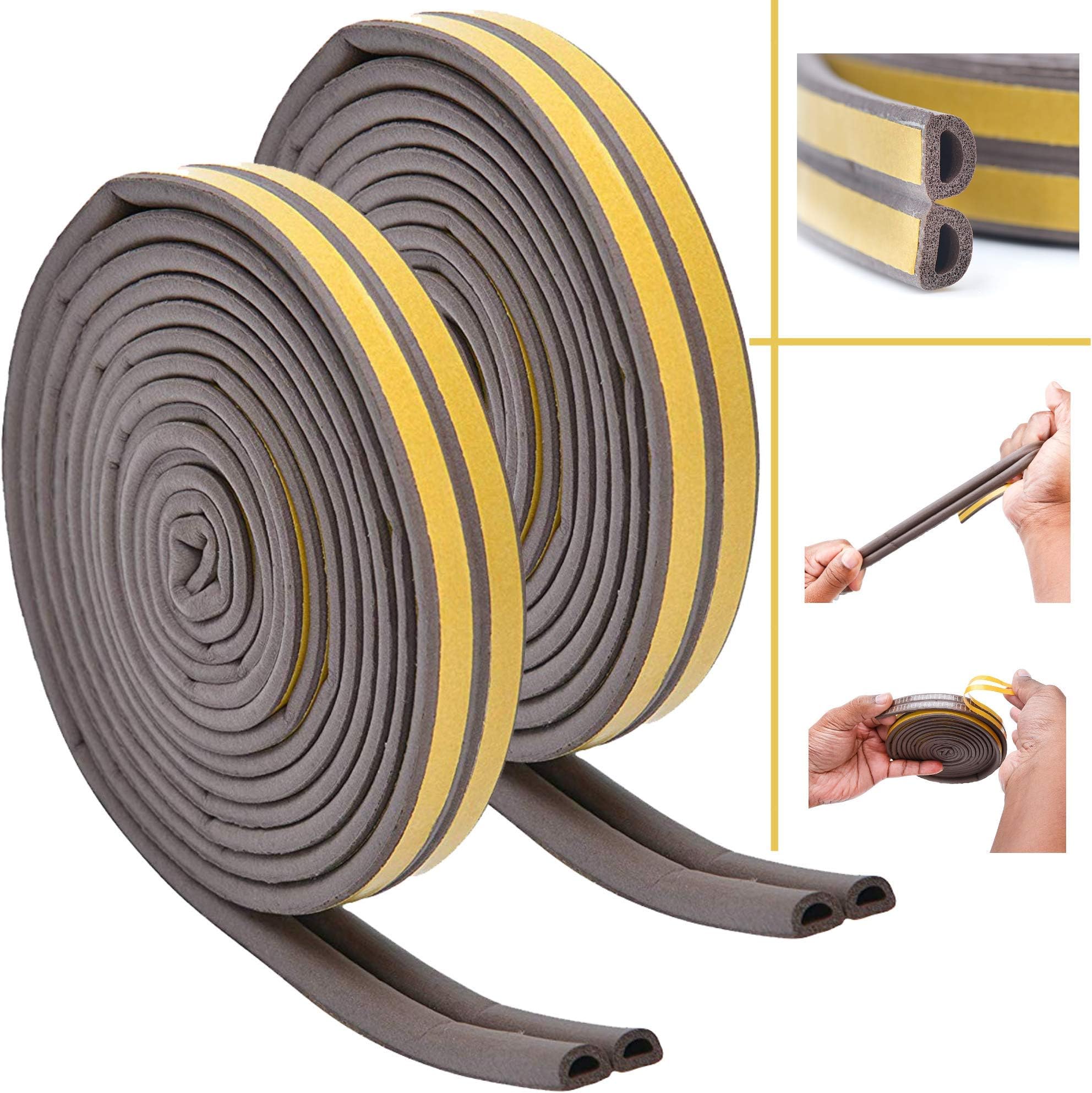 Strongman Tools | 2 Pack Door Window Anti-Collision Self Adhesive Rubber | 40 Foot Brown Weatherproof Seal Weather Stripping | 4 x 10 Feet (Two Pack)