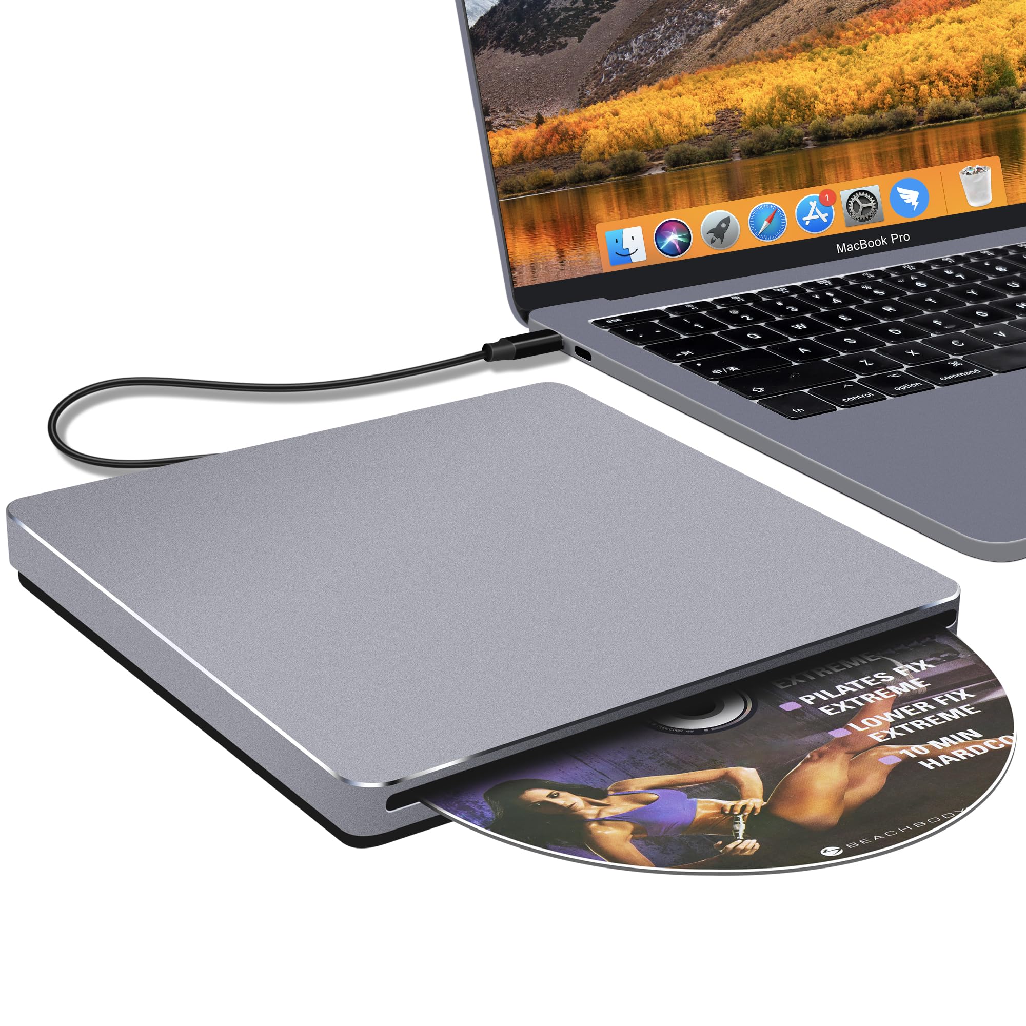 NOLYTH CD Drive External for Mac: USB C DVD Burner Player