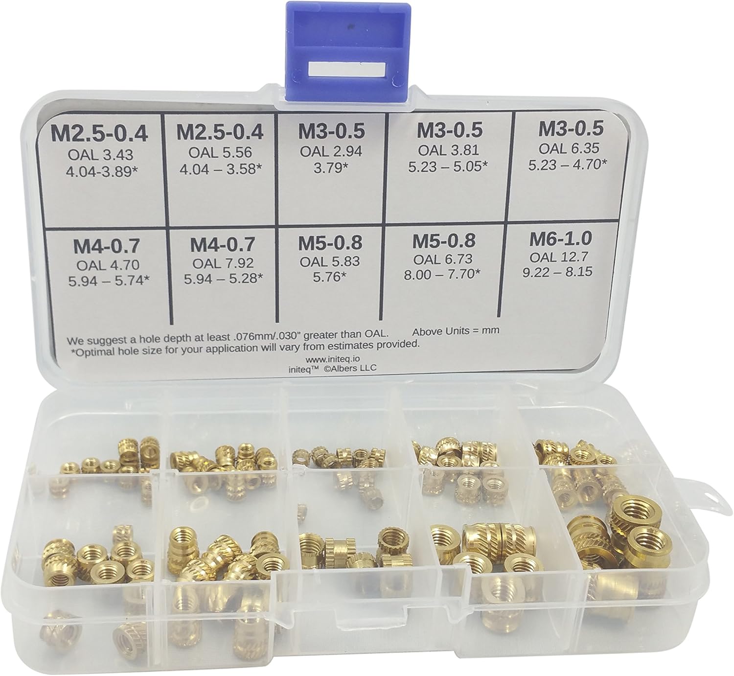 100x 1/420 Brass Threaded Heat Set Inserts for Plastic 3D Printing