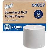 Scott Professional Coreless Toilet Paper, Bulk, 36 Rolls (04007) | High-Capacity, 1000 Sheets/Roll, 2-Ply, Standard Tier, Compatible with Coreless Standard Roll Toilet Paper Dispensers