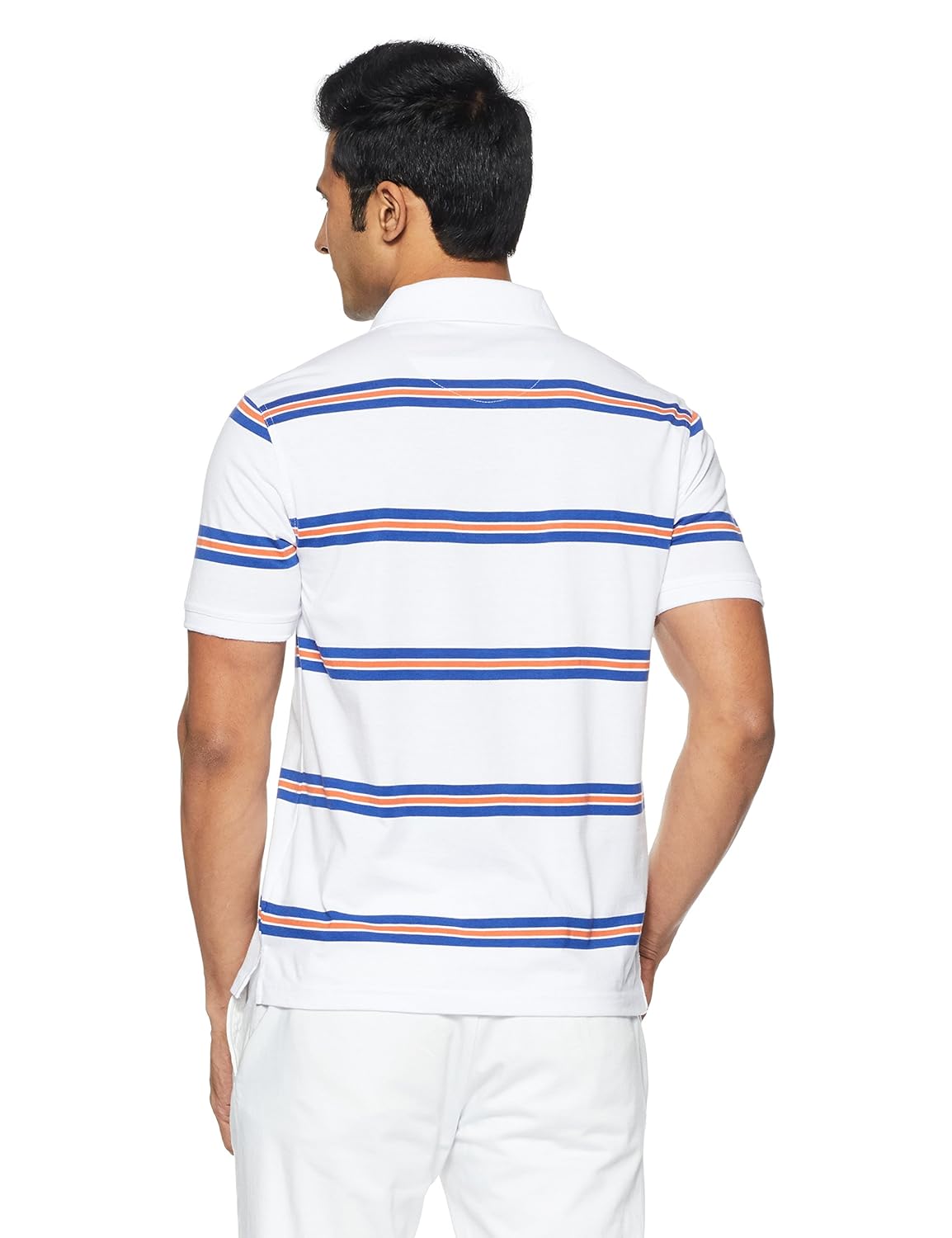 peter england men's striped regular fit synthetic polo