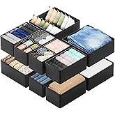SpaceAid Drawer Organizer Clothes, 12 Pack Dresser Organizer Bins for Nursery, Closet Organization and Storage Dividers for Clothing, Baby Clothes, Underwears, Socks (Black)