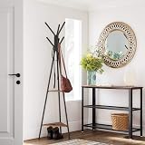 VASAGLE Coat Rack Stand Industrial 2 Shelves Hazelnut Black RCR016B01 view 2