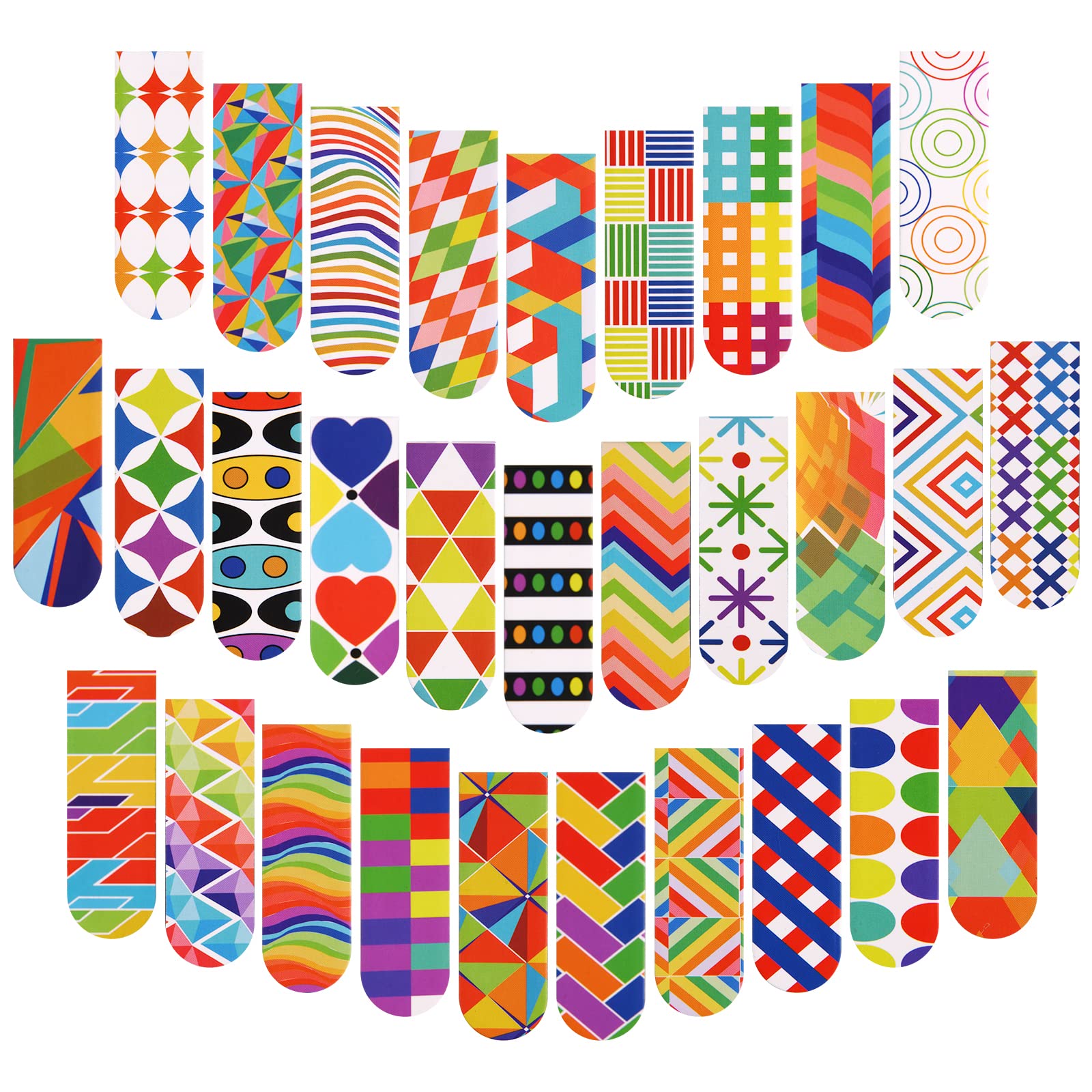 Vicloon Magnetic Page Clips, 30Pcs Book Marker Clip, Magnet Page Markers Markers Page Clip Inspirational Quotes Bookmarks Magnetic Bookmarks for Students Children Adults Reading Supplies(Geometric)