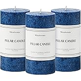 3x6 Inch Navy Blue Pillar Candles Set of 3, Unscented Pillar Candle, Dripless and Smokeless Large Candles, Candle for Home Decor, Dinner Table,Weddings, Holidays