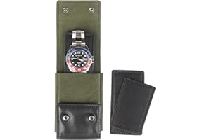 KOSMCCO Leather Watch Pouch - Portable Travel Pouch with Suede Lining and Leather Inserts, Single Watch Case for Lovers Gift (Black)