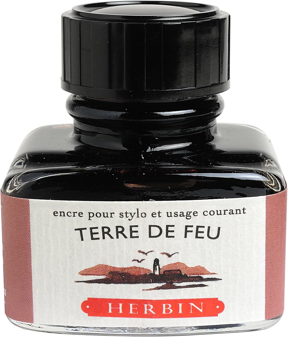 Jacques Herbin 13047T - One 30 ml Bottle of Ink for Fountain pens and Roller pens, Terre de feu/Land of Fire - Made in France - Calligraphy - Writing