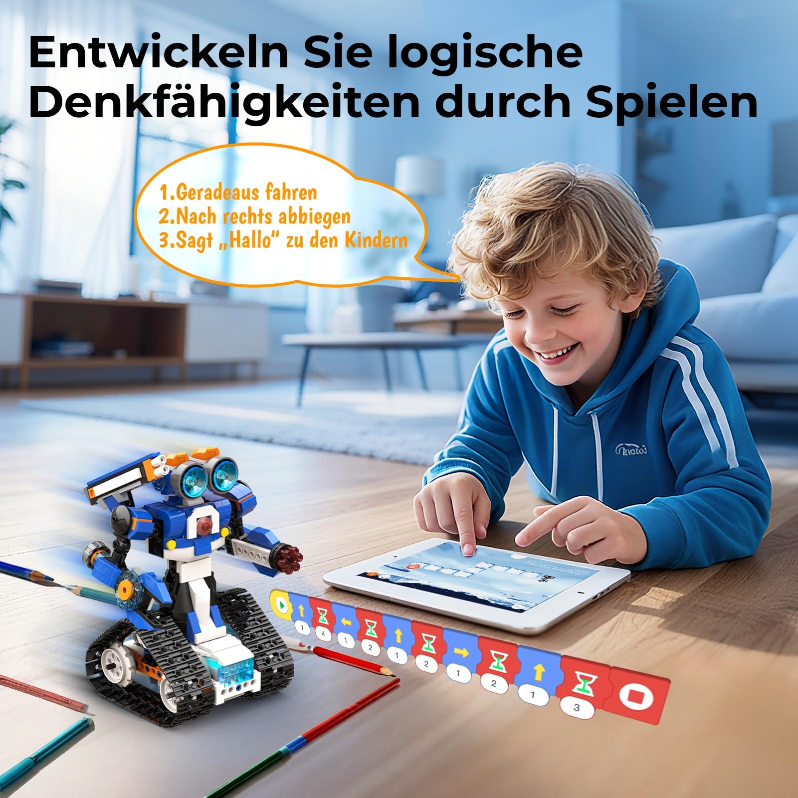 Apitor Robot J – Programmierbarer Roboter Bausatz für Kinder, 6-in-1 STEM Lernspielzeug mit App-Steuerung, Jungen & Mädchen ab 7 Jahren (480 Teile) 3