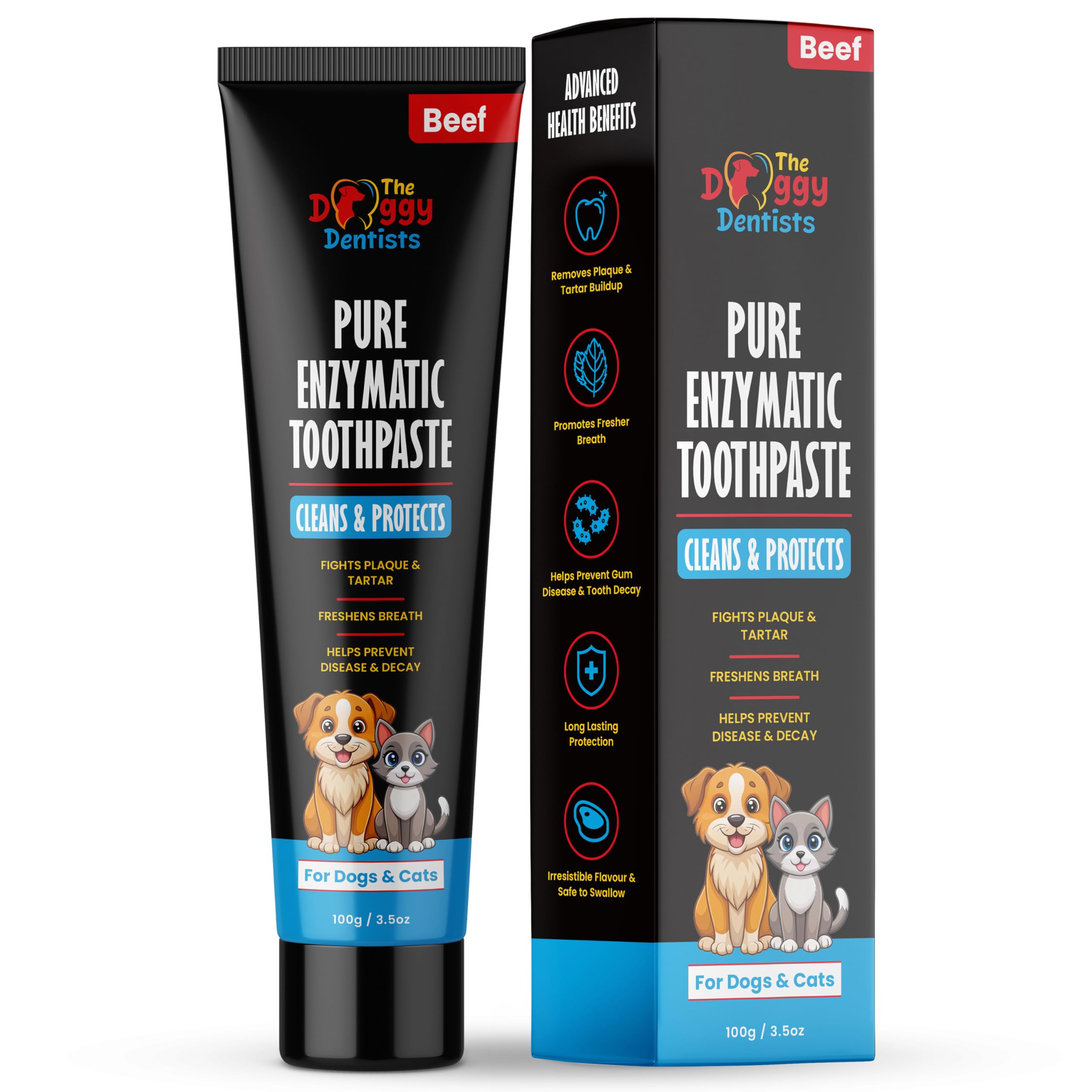 Photo 1 of Vet Strength Pure Enzymatic Dog & Cat Toothpaste | 3.5oz Beef Flavor | Enzyme Pet Toothpaste for Tartar Removal, Bad Breath, Teeth Cleaning | Suitable for Puppies & Kittens