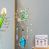 Crystal Sun Catcher, Dreamocean Crystal Suncatcher Prism Hanging for Window Ornament with Green Turquoise Home Garden Christmas Decor Car Charm (Green)