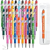 LUAVIARU 40 Piece Inspirational Pens Kit with Stylus Tip & Sayings – 20 Motivational Pen + 20 Individual Bags – Uplifting Quote & Positive Ideas – For Teachers, Office, School, Meetings, Team Events