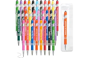 LUAVIARU 40 Piece Inspirational Pens Kit with Stylus Tip & Sayings – 20 Motivational Pen + 20 Individual Bags – Uplifting Quote & Positive Ideas – For Teachers, Office, School, Meetings, Team Events