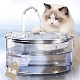 Tomxcute Glass Cat Water Fountain, 108oz Quiet Pet Dispenser for Drinking | Prevents Feline Acne, Visible Water Level, Sleep-Friendly Silent Pump, Dishwasher Safe, 3-Layer Filtration