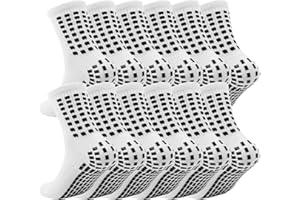 fjberrtsat 6 Pairs Kids Grip Soccer Socks Cushioned Non Slip Grippy Football Athletic Sports Socks for Boys Girls 4/6