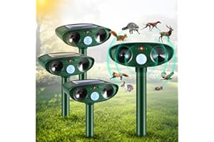 JAHY2TECH 2024 Upgraded Solar Animal Repellent Ultrasonic pest Repeller Cat Repellent Squirrel Repellent Outdoor Waterproof Motion Sensor Strobe Lights Raccoon Repellent Skunk Coyote Deterrent(4 Pack)