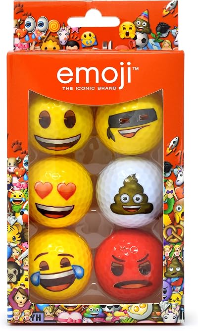 Emoji Official Novelty Golf Balls 6 Pack Multi-Color Brand Emoji