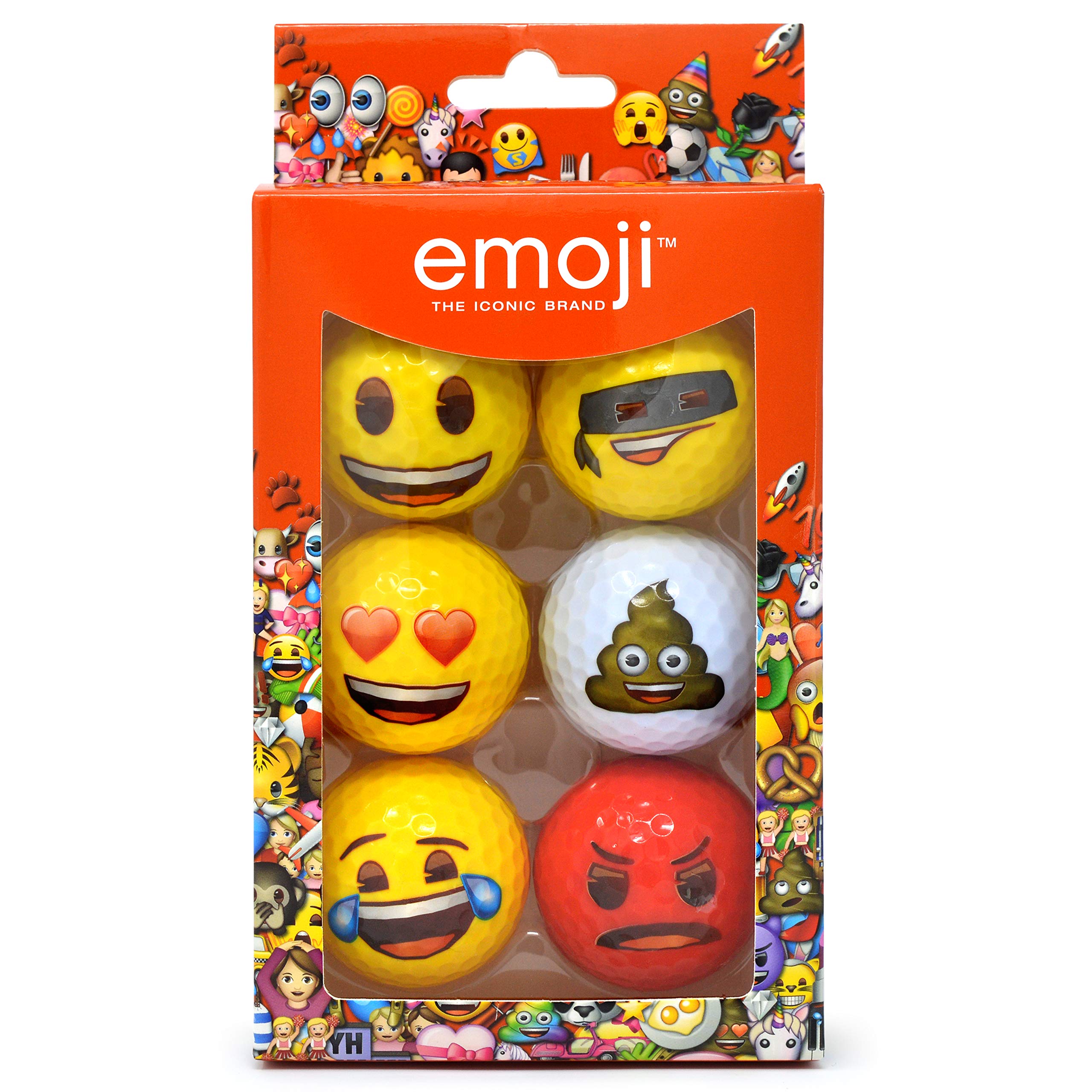Emoji Official Novelty Fun Golf Balls - 6 Pack, Multi-Colour