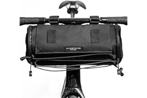 ALMSTHRE Signature XL Bar Bag – Midnight Black | Hard-Shell Bike Handlebar Bag with Waterproof Zippers & Adjustable Straps | Lightweight Bicycle Handlebar Bag, Compatible with Road, Gravel & MTB Bikes