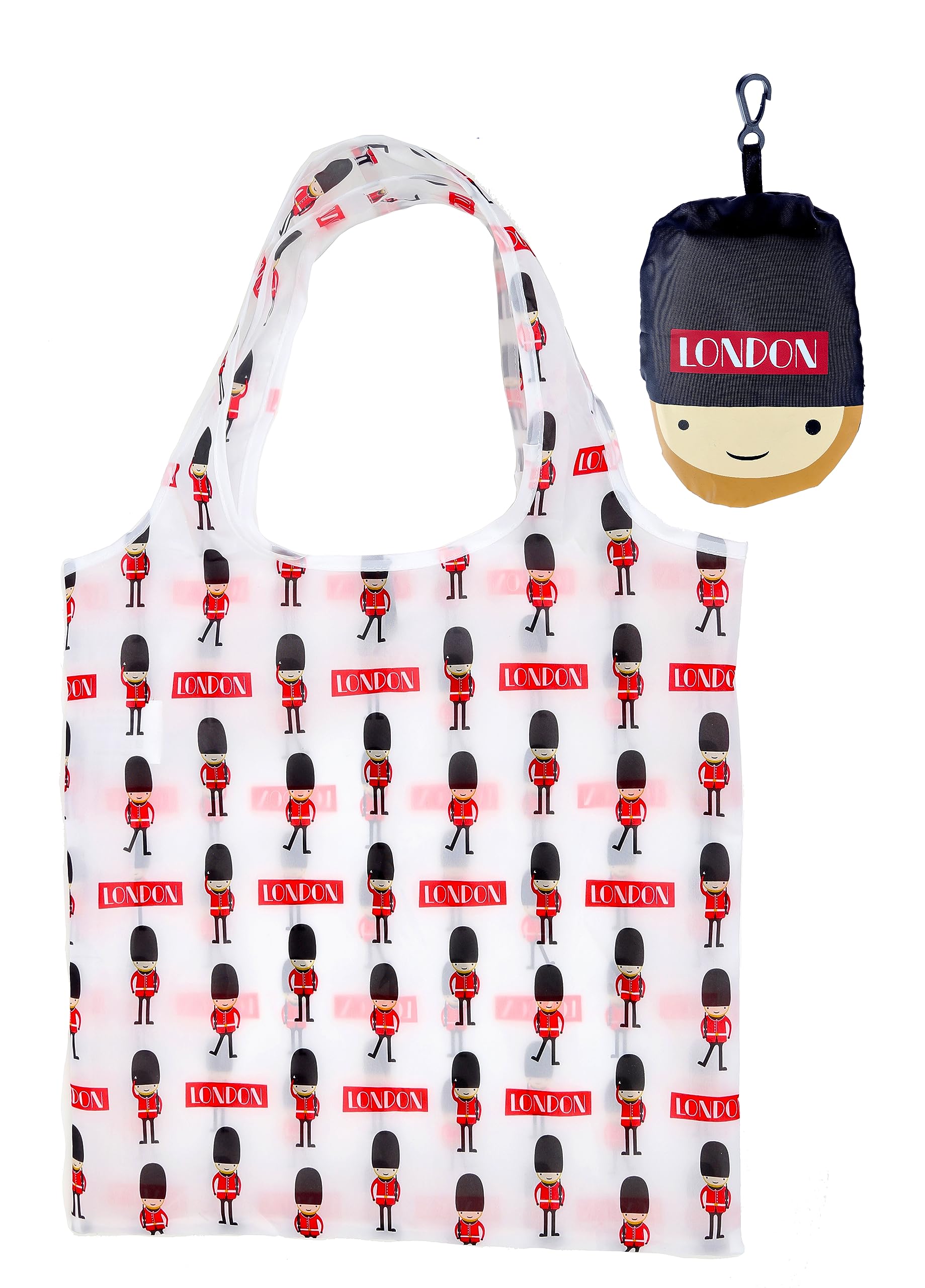 Puckator Foldable London Guardsman, Polyester, Mixed, Pouch 13x9x1cm Bag Height 55cm Width 38cm Depth 0.1cm