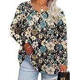 TFSDOD Womens Plus Size Tops Long Sleeve Blouses Crew Neck Shirts Casual Loose Tunic Tops 1X-5X