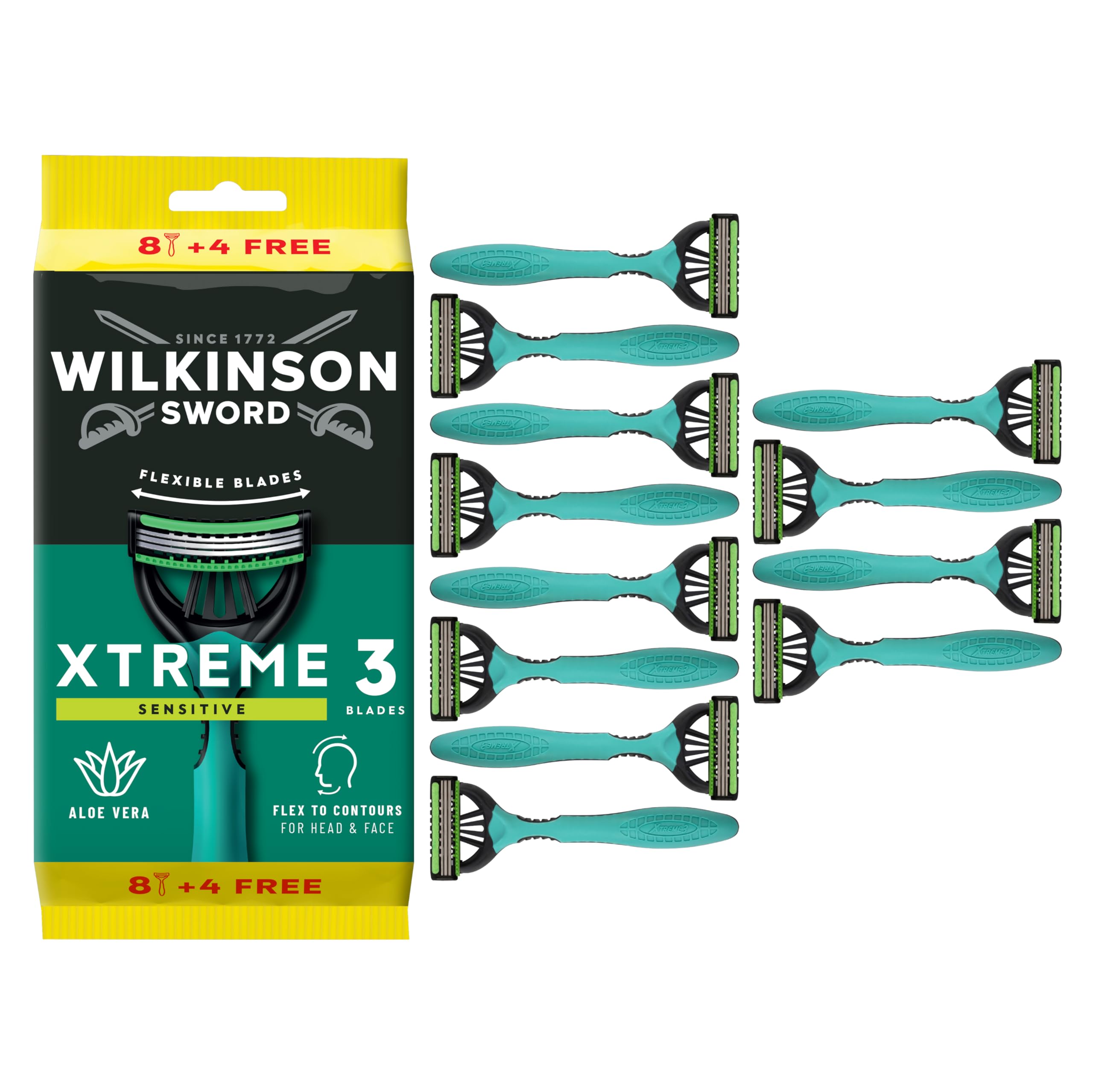 Wilkinson Sword Xtreme 3 Sensitive Einwegrasierer für Männer 8+4