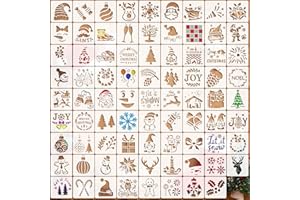 EAPIKON 80Pcs Christmas Painting Stencils Reusable, 3in Art Templates for Crafts DIY Holiday Decoration, Plastic Drawing Sten