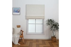 Everyday Celebration Linen Blend Cordless Roman Blinds – Light Filtering Pull Down Window Treatment for Home, Indoor Shades & Blinds (38x64 Natural)