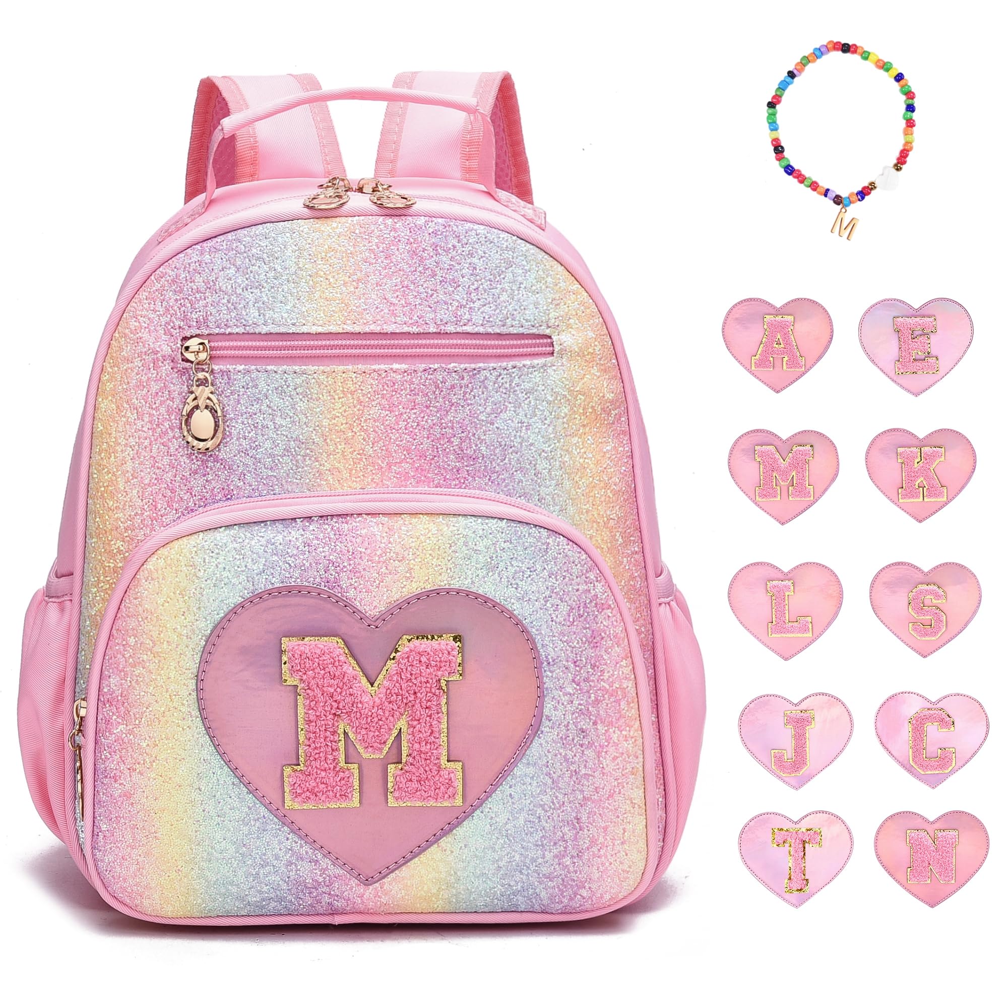 Photo 1 of I IHAYNER Kids Glitter Lightweight Backpack for School Travel & Daycare, Toddler Backpack for Girls 3+ Preschool Kindergarten Elementary Kids Backpack-Rainbow Pink M