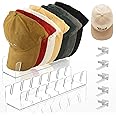 Lokuc Hat Stand for Baseball Caps Set, Contains 2 Hat Organizer, 5 Hat Rack for Wall, Holds 19 Caps, Acrylic Hat Organizer for Baseball Caps Display Suitable for Wardrobe, Dressing Table
