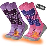 COOVAN Ski Socks Mens Womens 2 Packs Warm Winter Thermal Socks for Snow Snowboarding Knee High Compression Socks